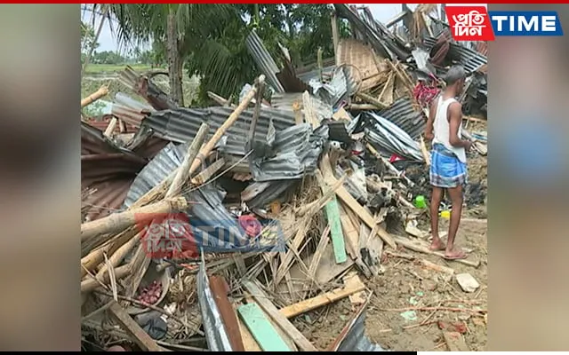The remains after the eviction drive undertaken today  