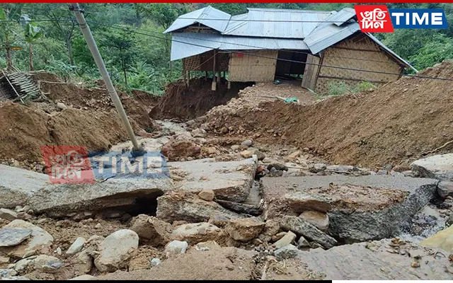 A house damaged during the landslides  