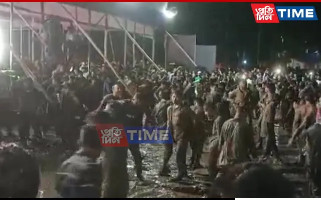 Youths dance in mud during Bihu function in Assam  