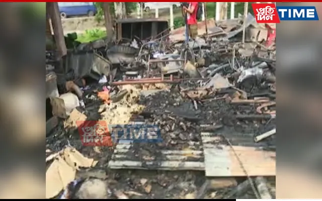 The gutted remains from yesterday's fire at Batadrava police station  