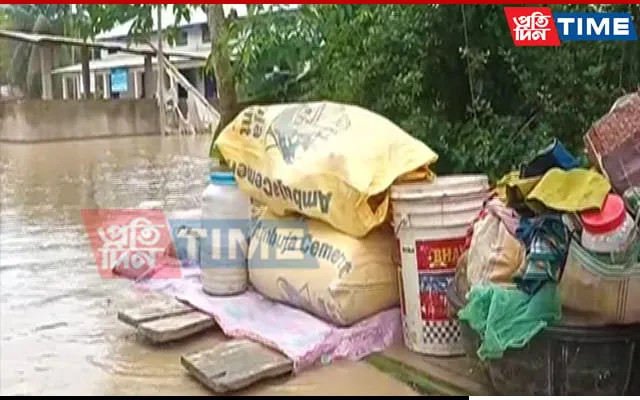 People shifted to relief camps with household items  