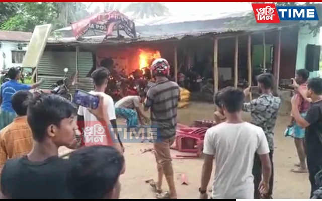Enraged locals caused mayhem at the Batadrava police station yesterday  