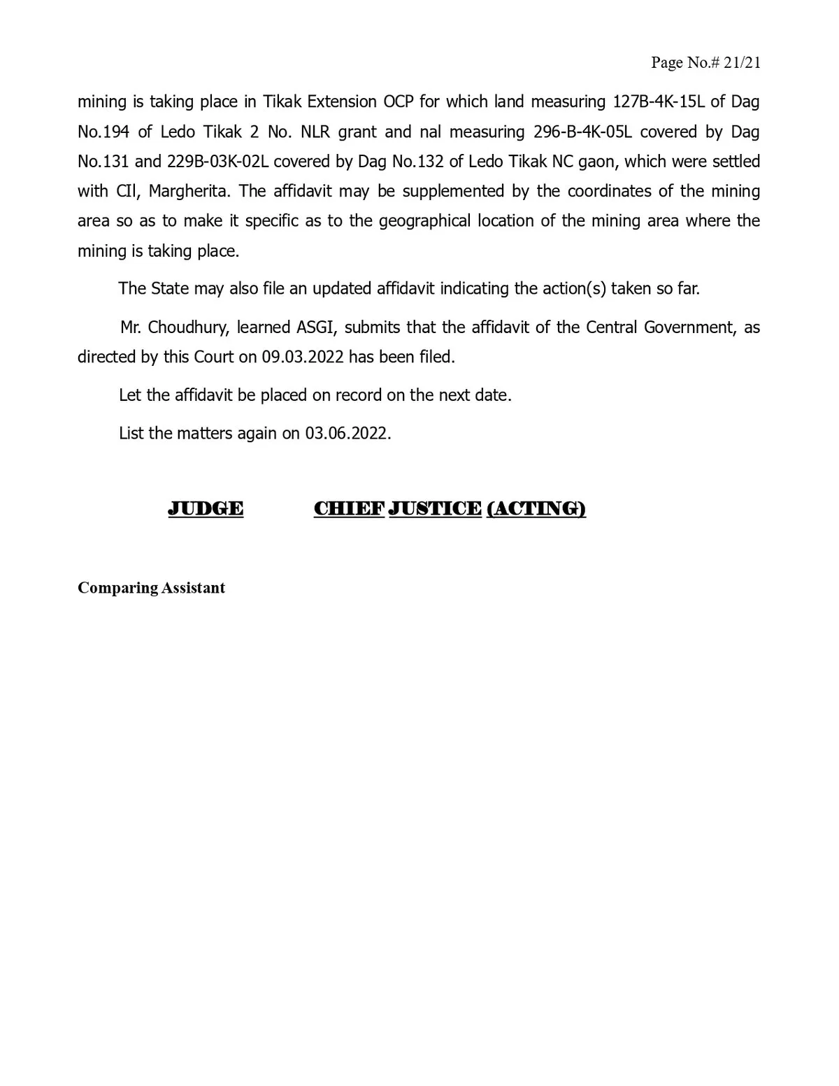 A copy of the order  