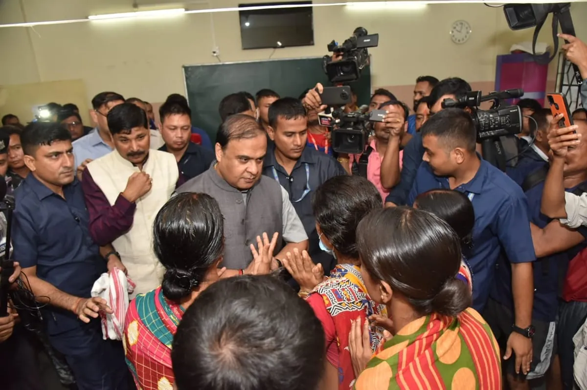 Sarma visits relief camp at Fatima Convent School in Rangia  