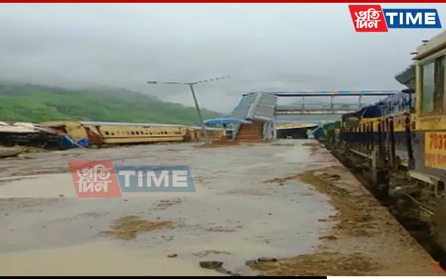 Train coaches were seen derailed  