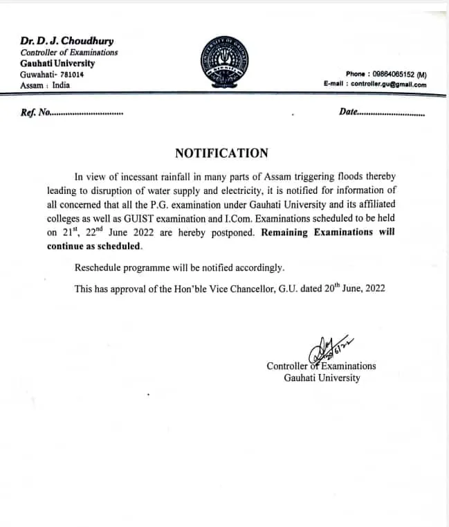 Official Notification of GU  