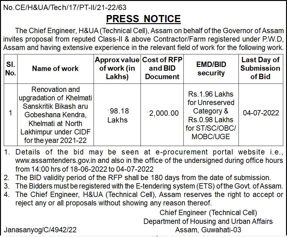 Assam Tender  