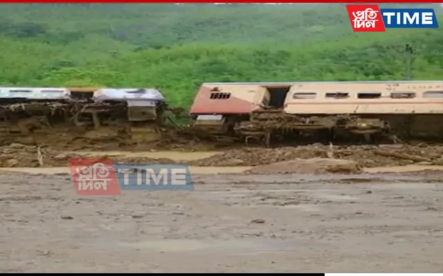 Train coaches were seen derailed  