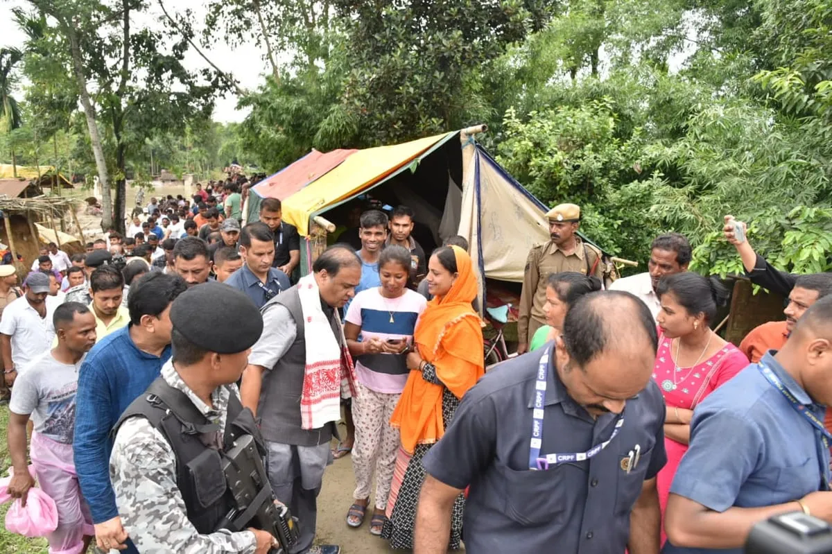 CM Sarma interacts with flood-affected people in Bhabanipur  