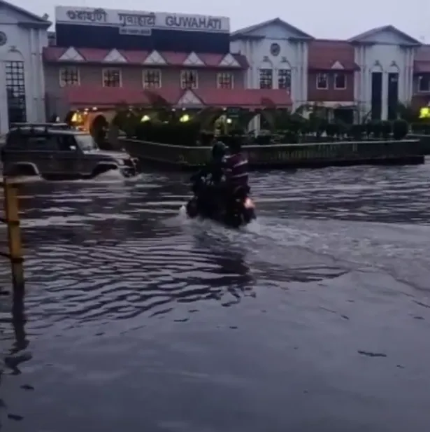 Flood waters at Guwahati Railway Station  