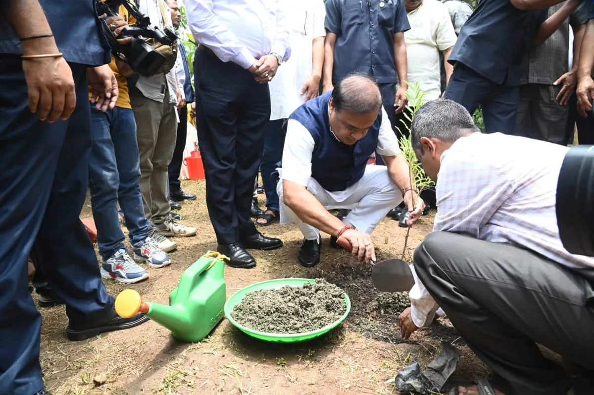 CM Sarma plants sapling at Janata Bhawan  