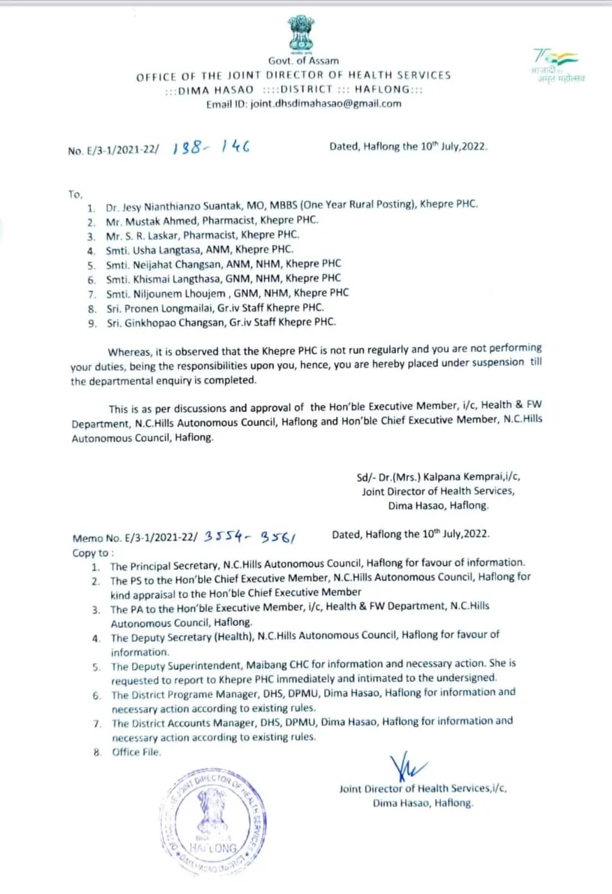 Official suspension order   