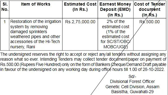 Assam Tender  Assam Tender