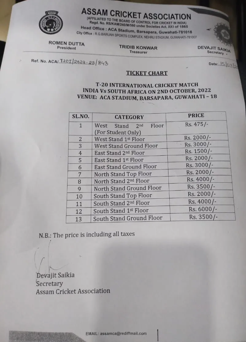 Ticket prices  