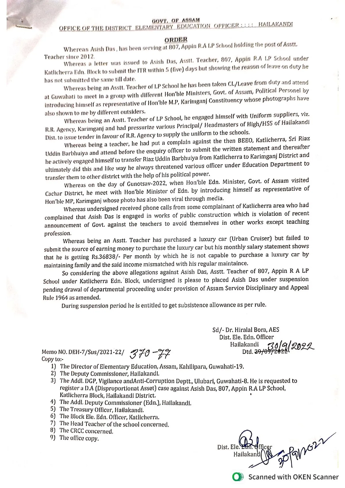 The suspension order  
