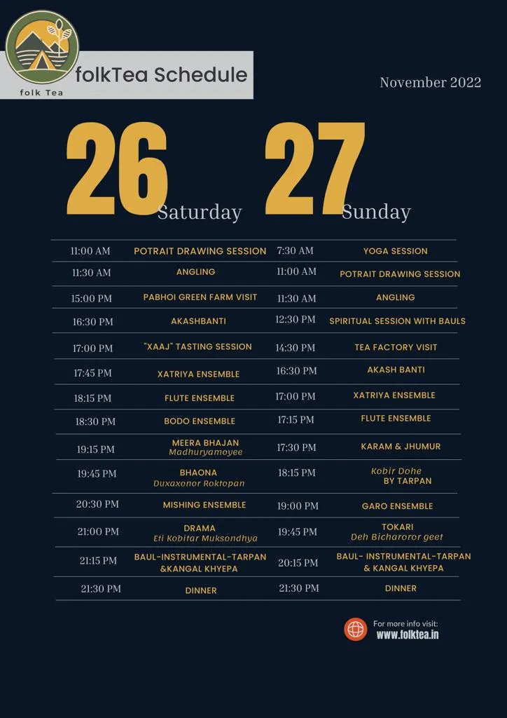 The schedule for the event  