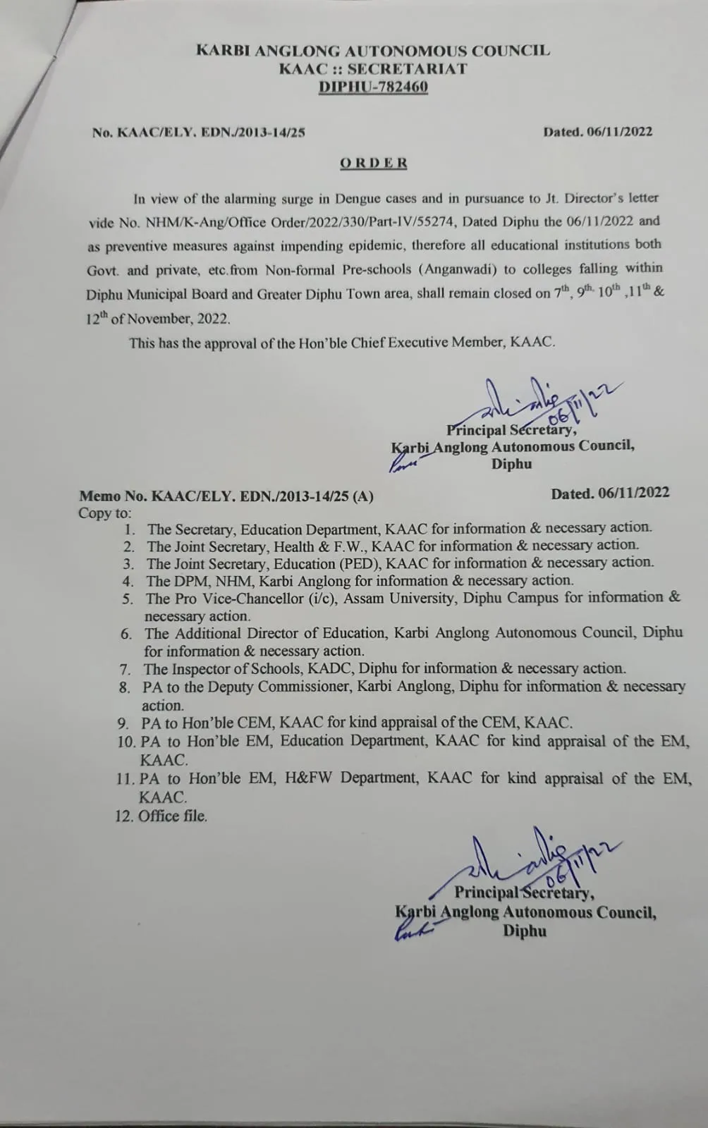 The official notification  