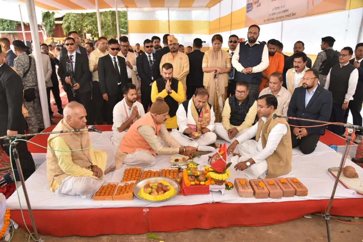 Himanta Biswa Sarma attends Bhumi Pujan to develop maidam of Lachit Barphukan   