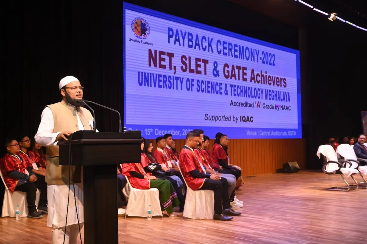 Mahbubul Hoque, Chancellor, USTM speaking to students during the Pay Back ceremony  