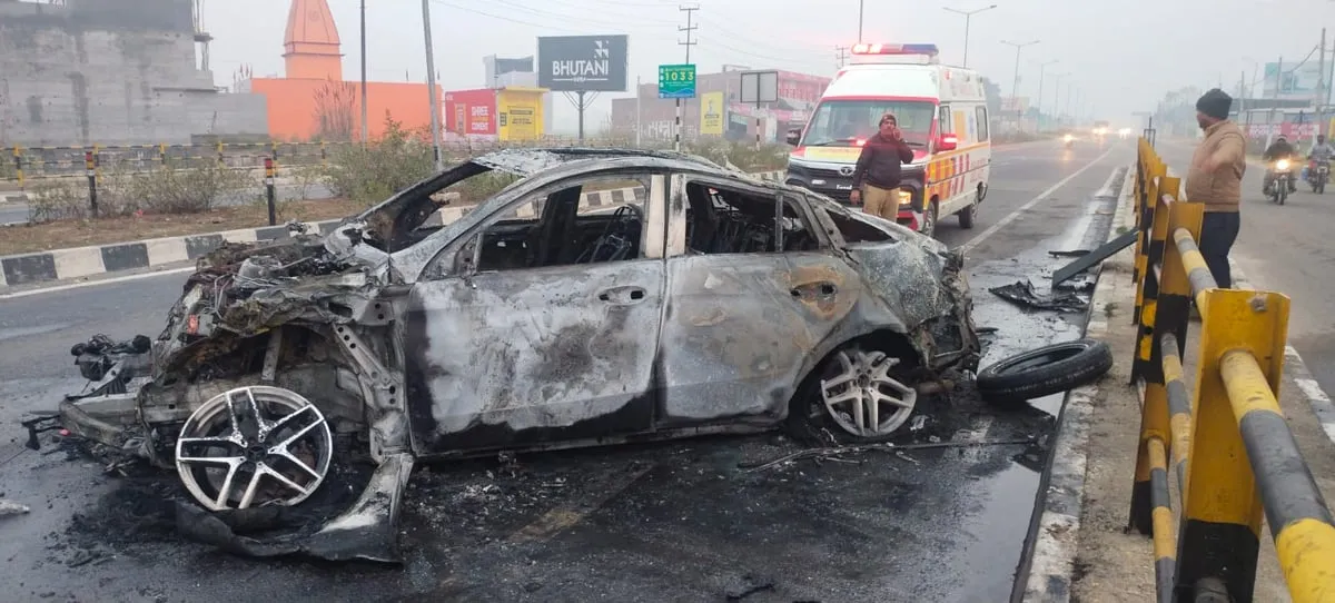 Rishabh Pant's car that was involved in the accident  Twitter