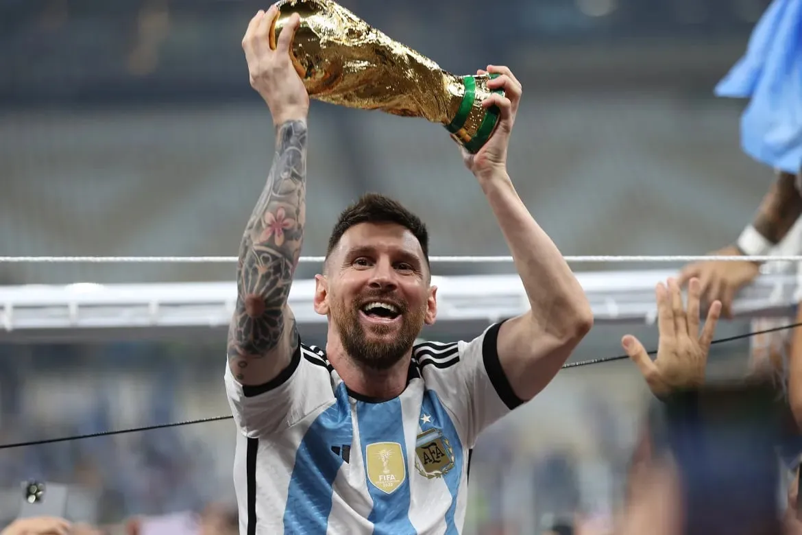 Lionel Messi lifting the World Cup  