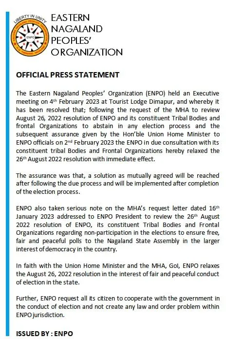 ENPO's official press statement  