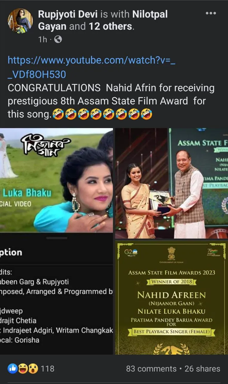 Rupjyoti Devi's Facebook Post  