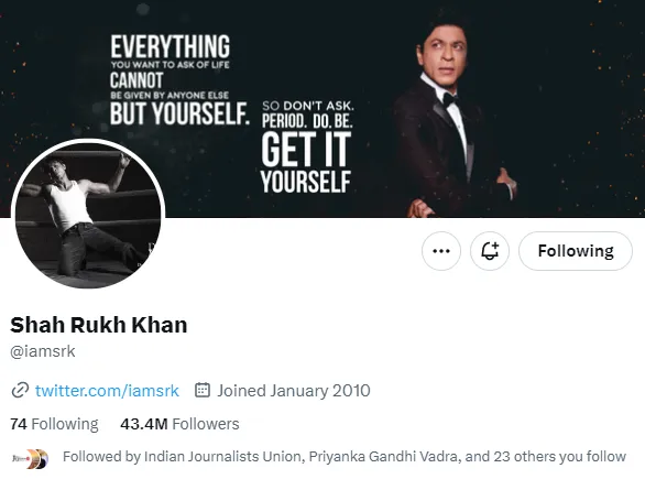 Twitter account of Shah Rukh Khan  