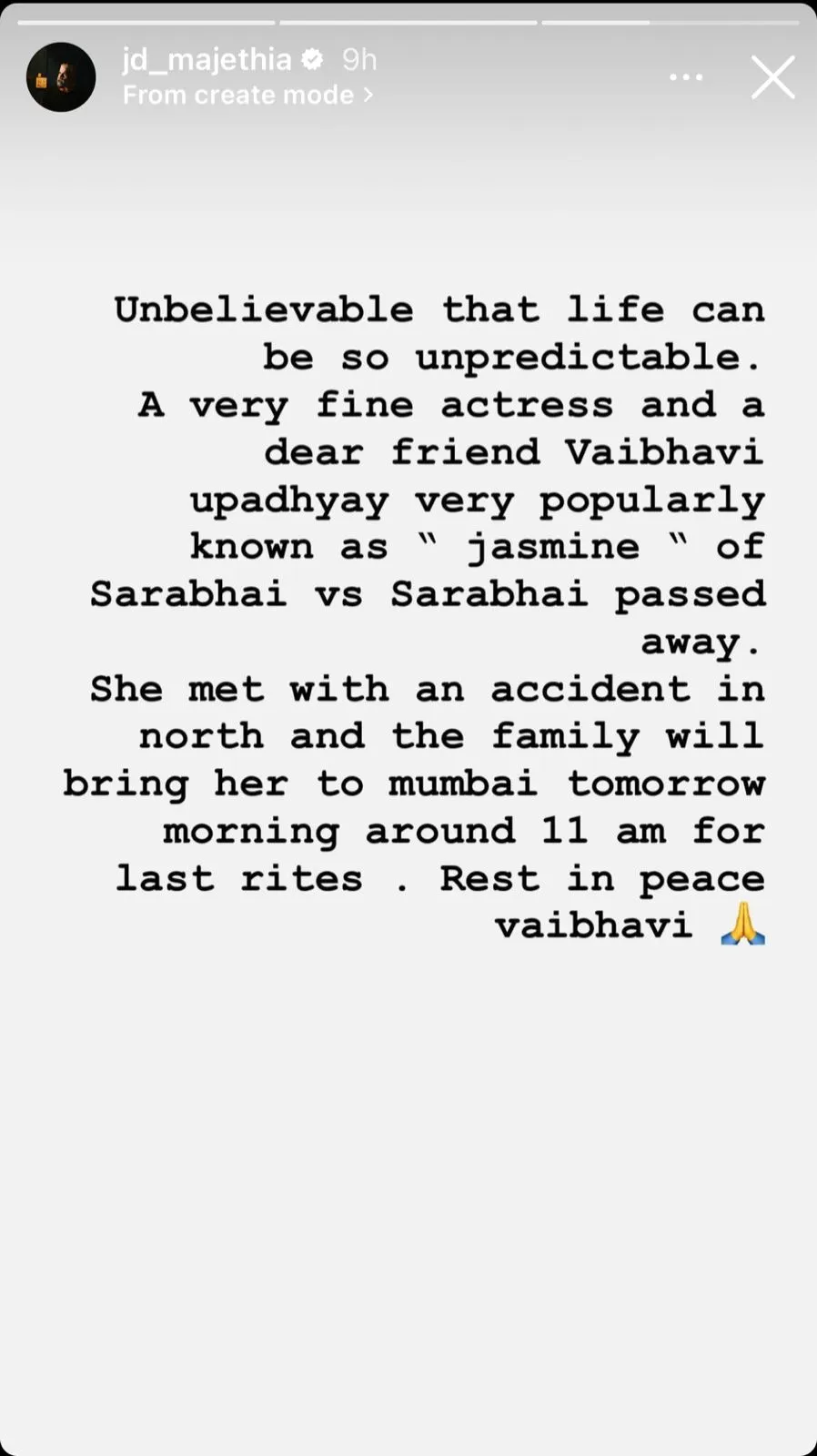 Jamnadas Majethia Instagram Story  