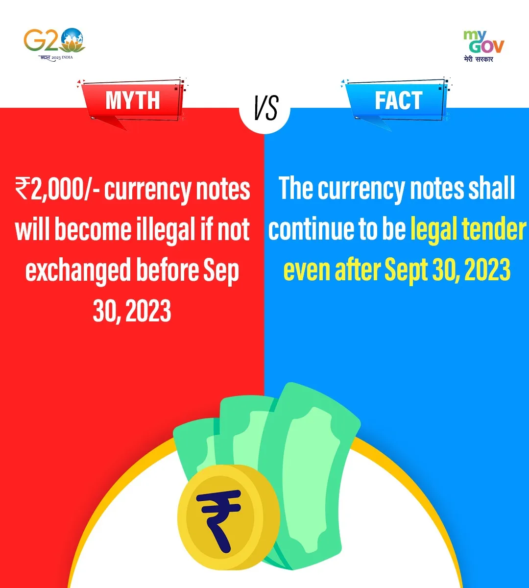 Government of India clarified the myths and facts regarding Rs. 2,000 banknotes  Twitter