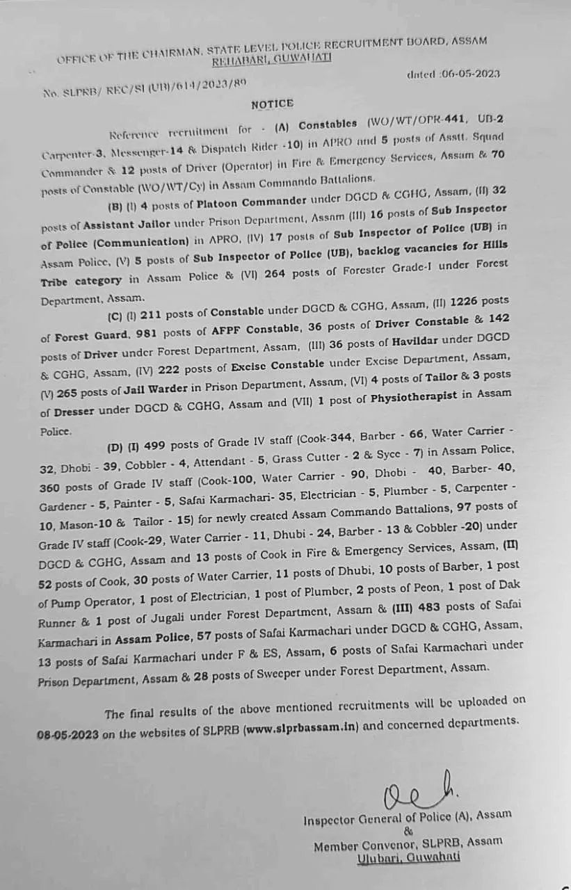 The official notice  
