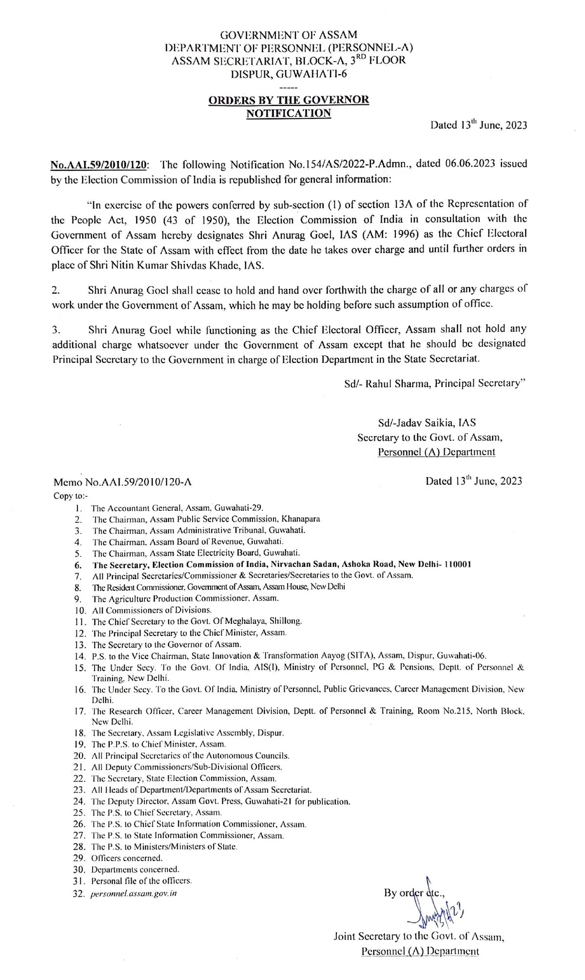 The official notification  