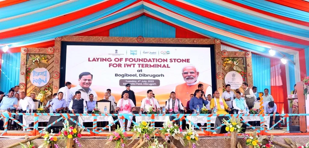 Sarbananda Sonowal Lays Foundation Stone for IWT Terminal at Bogibeel  