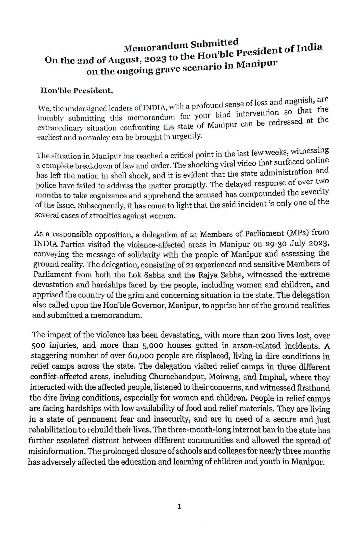 The memorandum  