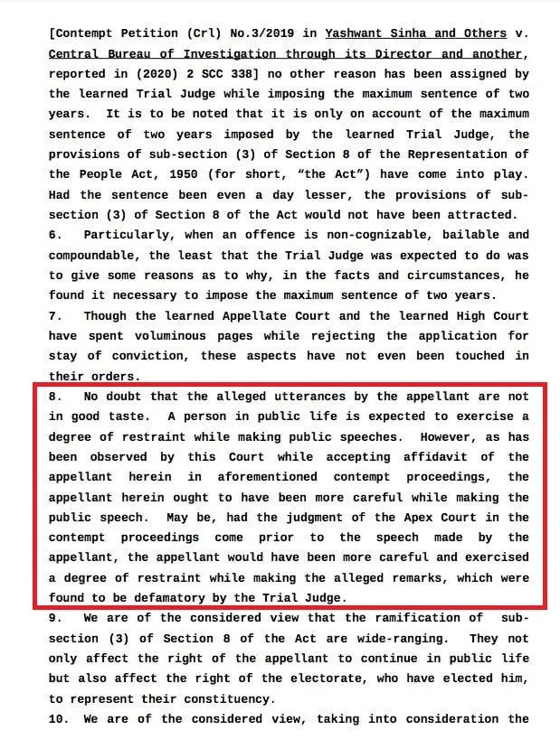 SC's Verdict on Congress Leader Rahul Gandhi  