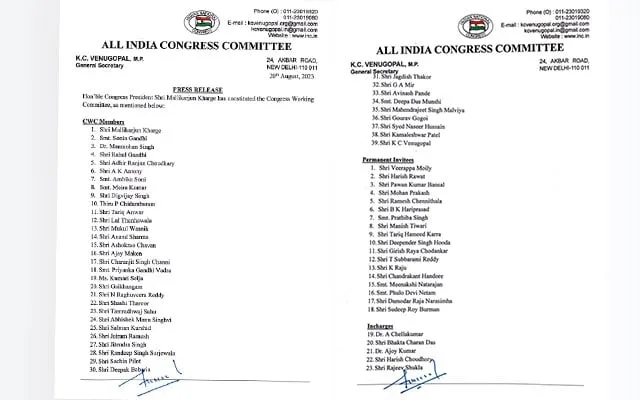 Mallikarjun Kharge Constitutes Congress Working Committee  