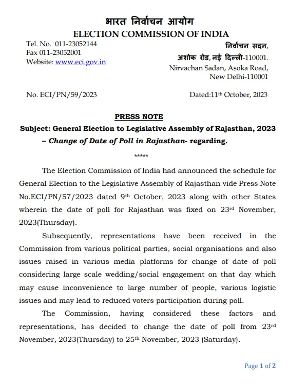 ECI notification  