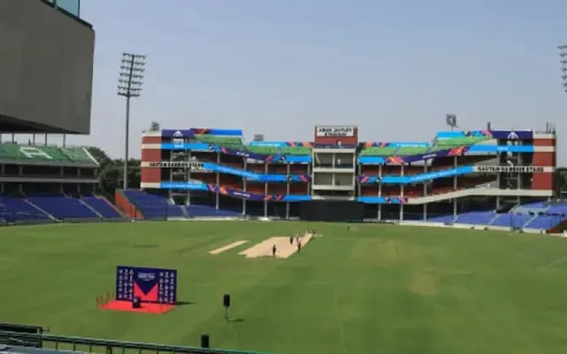 The pitch at Arun Jaitley Stadium  