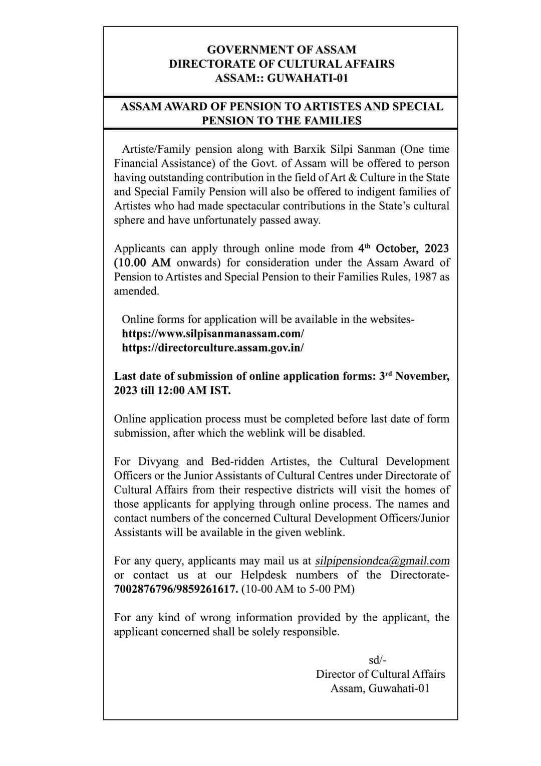 Pension Notification  