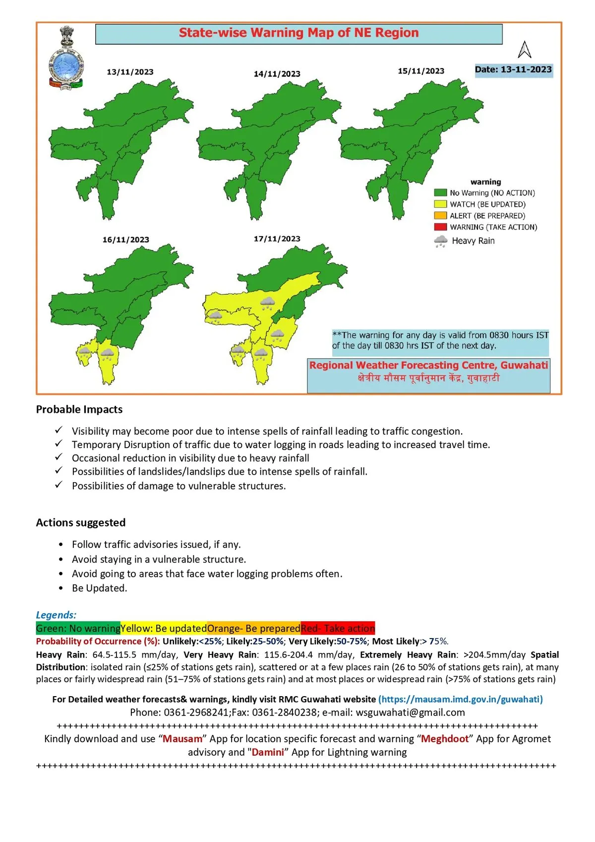 State-wise warning map  Image: X/RWFC Guwahati