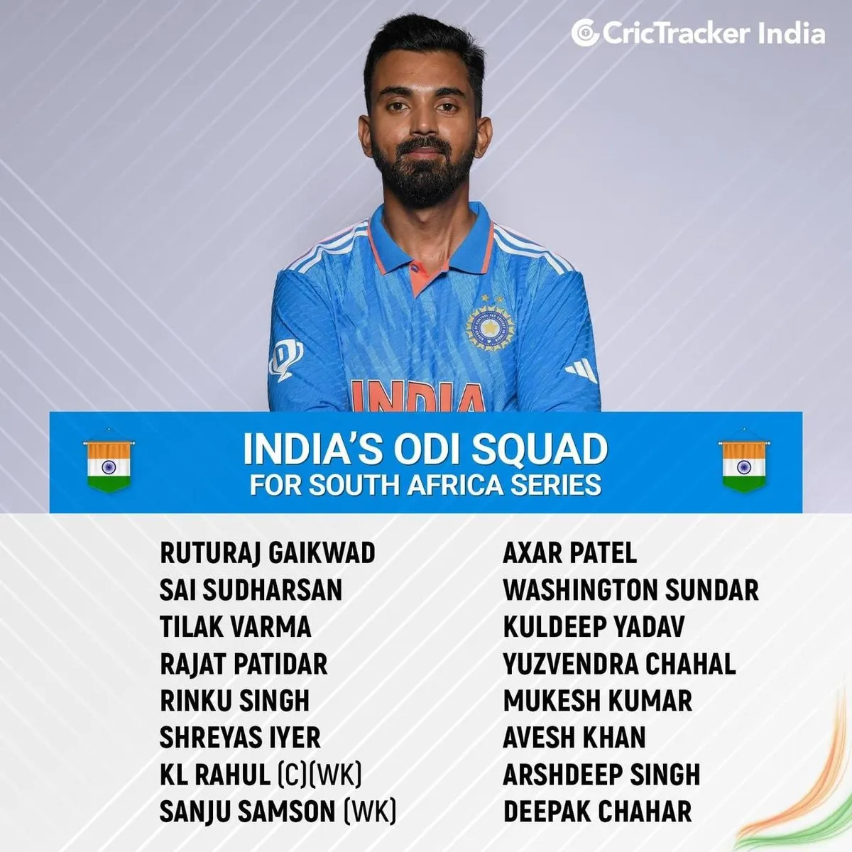 Team India's squad for South Africa tour annonced  Image: CricTracker