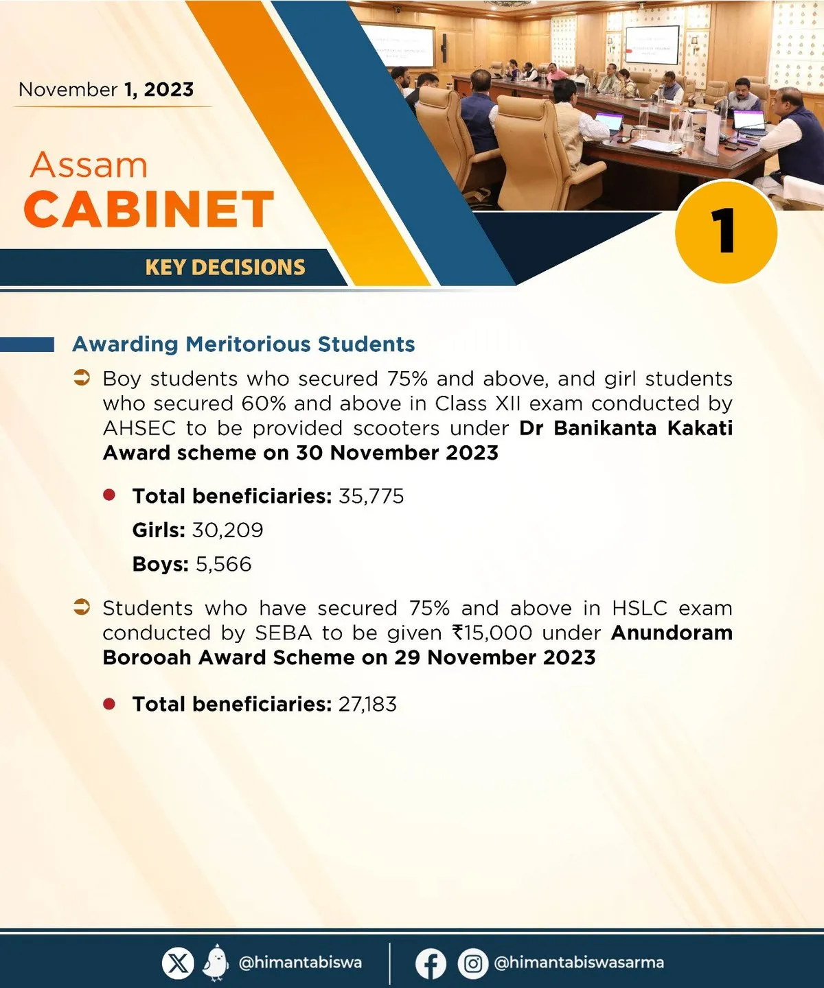 The cabinet decision  Image: X/ Himanta Biswa Sarma