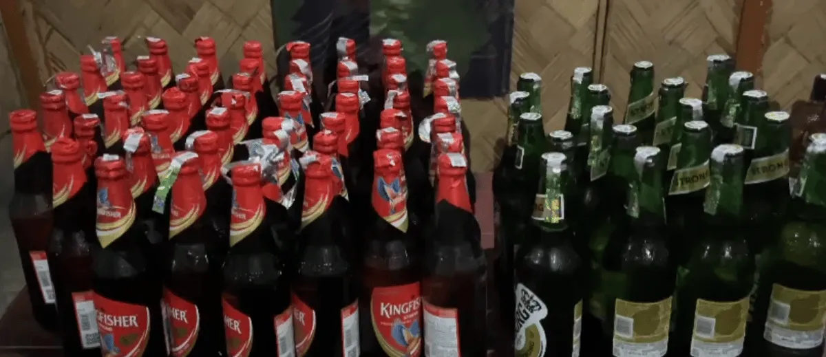 The seized alcohol bottles  