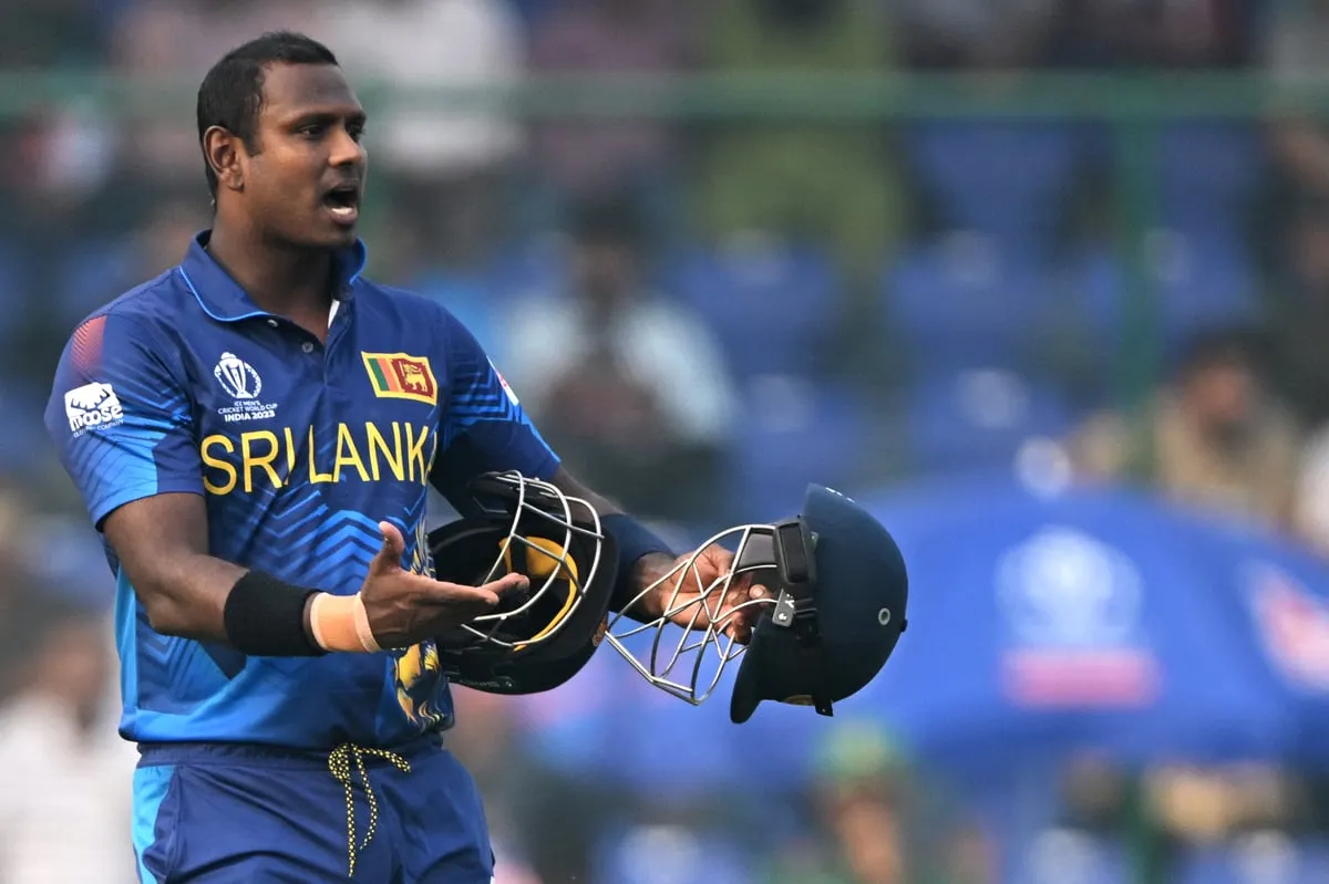 Scenes after Angelo Mathews dismissal  Image: X/ICC Cricket World Cup