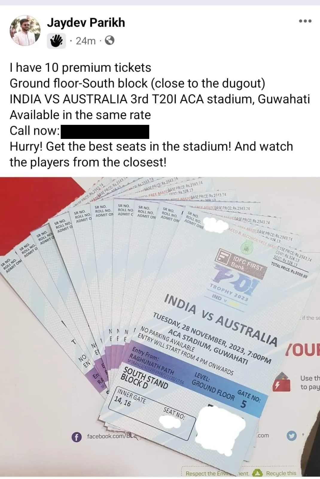 Screenshot of the image posted by the Gujarat man on his Facebook profile  