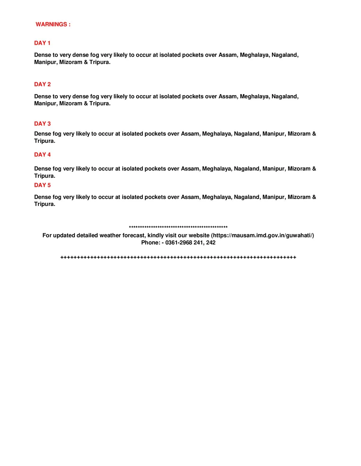IMD release on weather condition in Northeast  