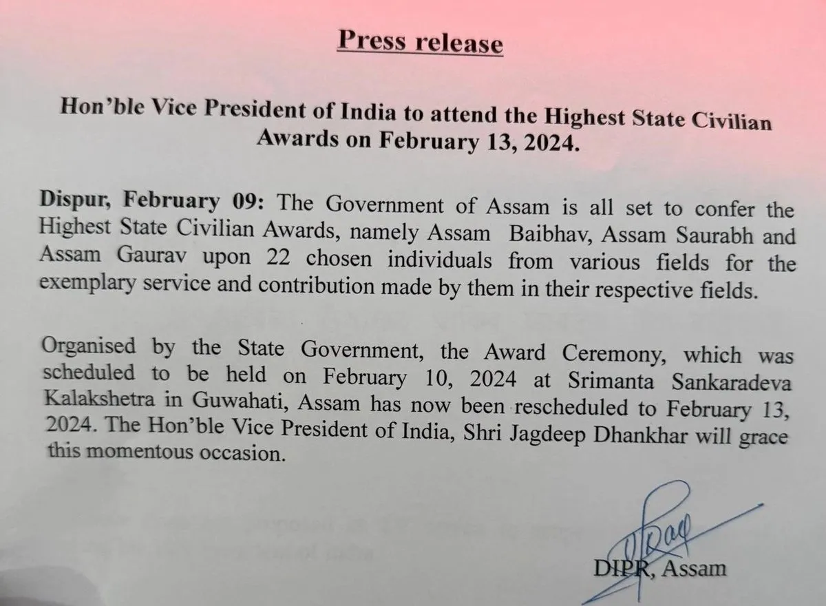 The press release  