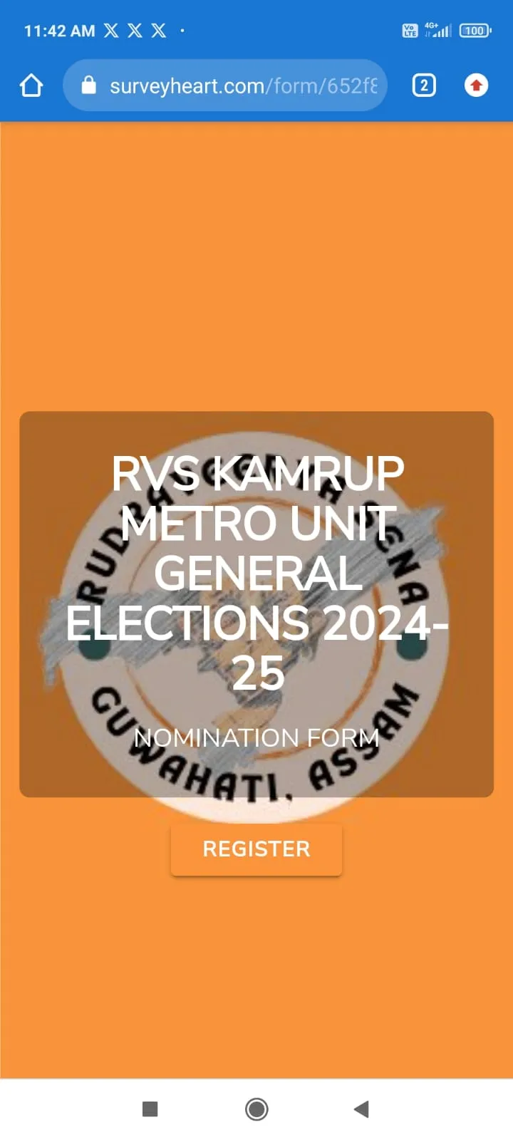 The screenshots of online form  