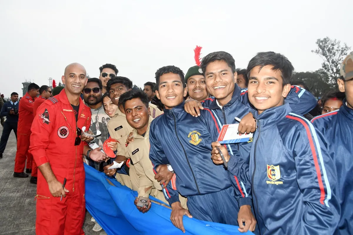 IAF's Surya Kiran Aerobatic Team Paints Jorhat Skies Red  