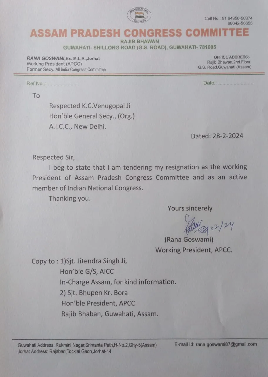 Rana Goswami's Resignation   